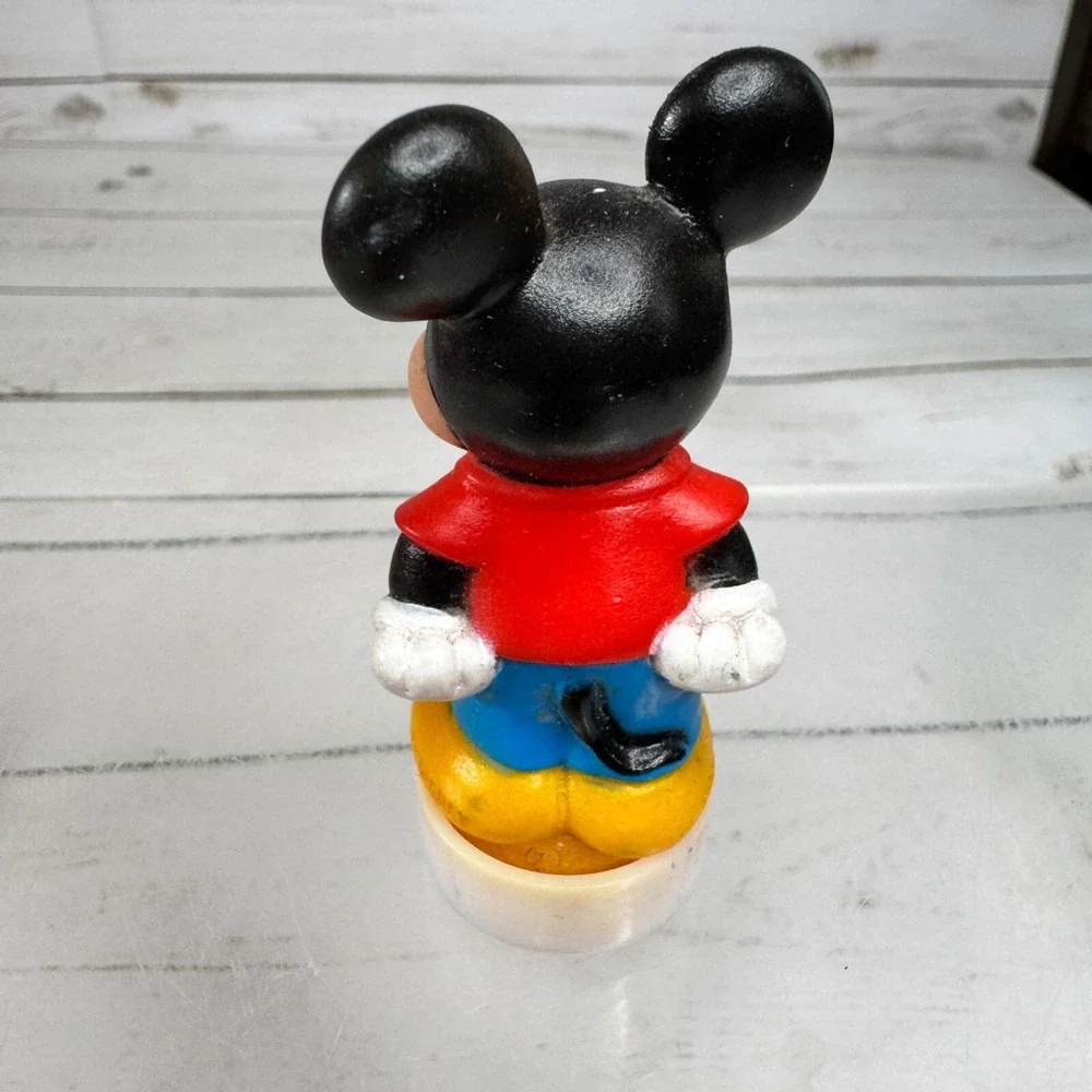 Vtg Disney Mickey Mouse Stamper figure Rubber Toy Red Shirt #1 Base Hong Kong